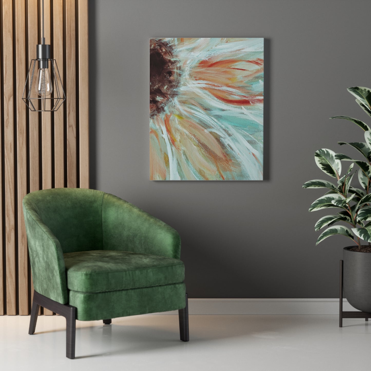 Abstract Sunflower Stretched Canvas Wall Art — Boho Floral Home Decor - Fortunate Lemon Shop