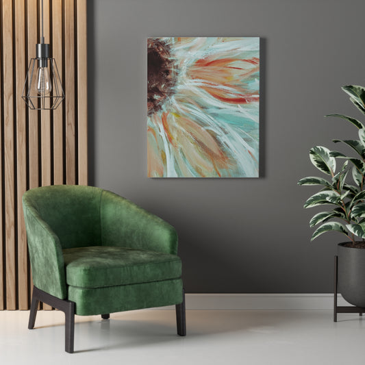 Abstract Sunflower Stretched Canvas Wall Art — Boho Floral Home Decor - Fortunate Lemon Shop