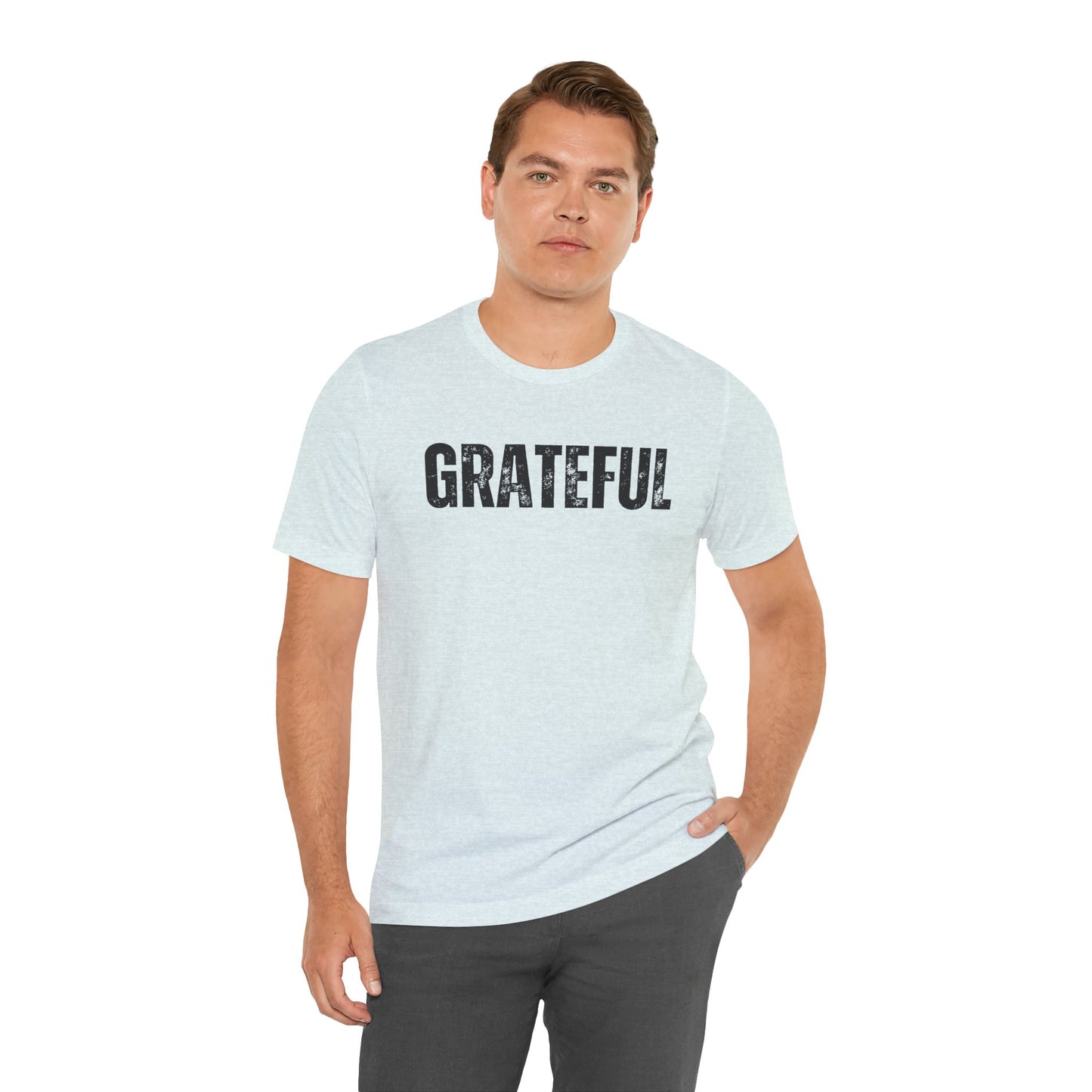 Grateful Graphic Tee – Vintage Distressed 'GRATEFUL' Short Sleeve Shirt - Fortunate Lemon Shop
