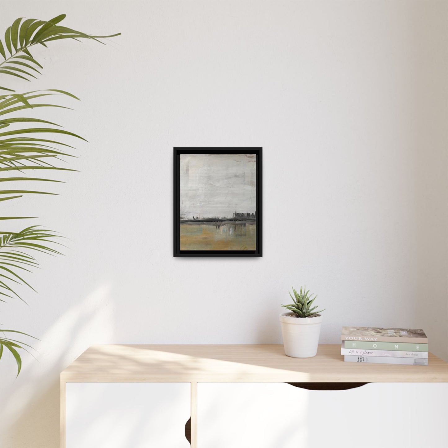 Urban Reflection Landscape Canvas Art – Neutral Coastal Horizon - Fortunate Lemon Shop