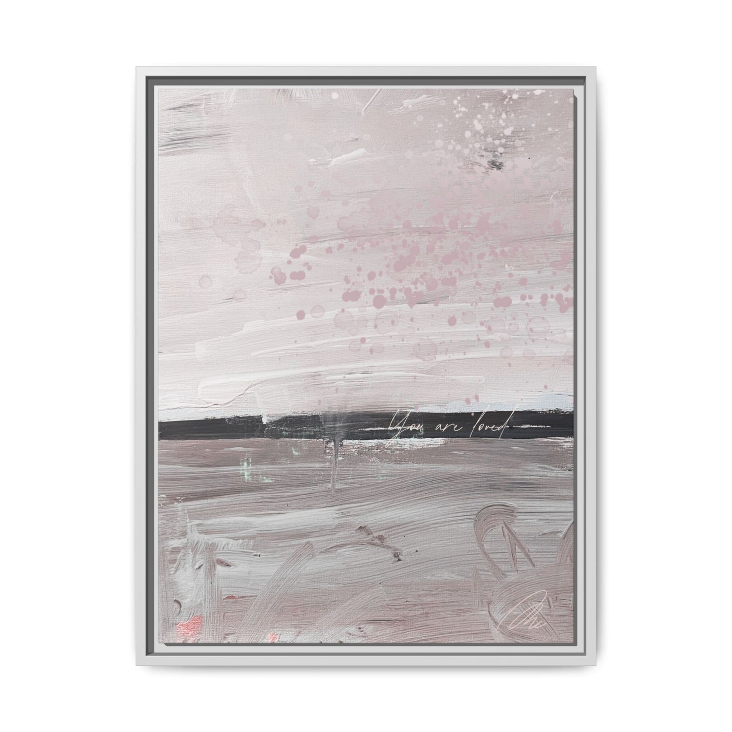Framed Matte Canvas Art — Soft Abstract Pink "I Am Loved" Print - Fortunate Lemon Shop