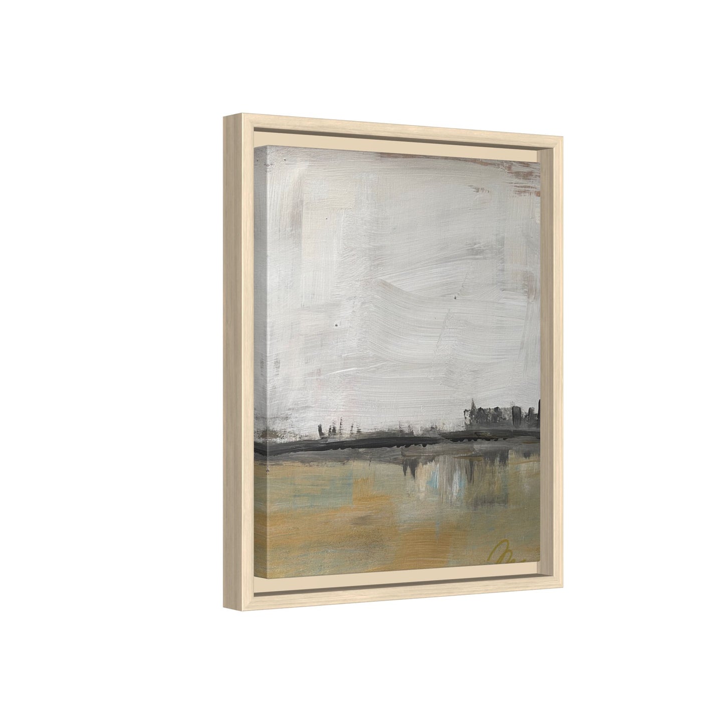 Urban Reflection Landscape Canvas Art – Neutral Coastal Horizon - Fortunate Lemon Shop