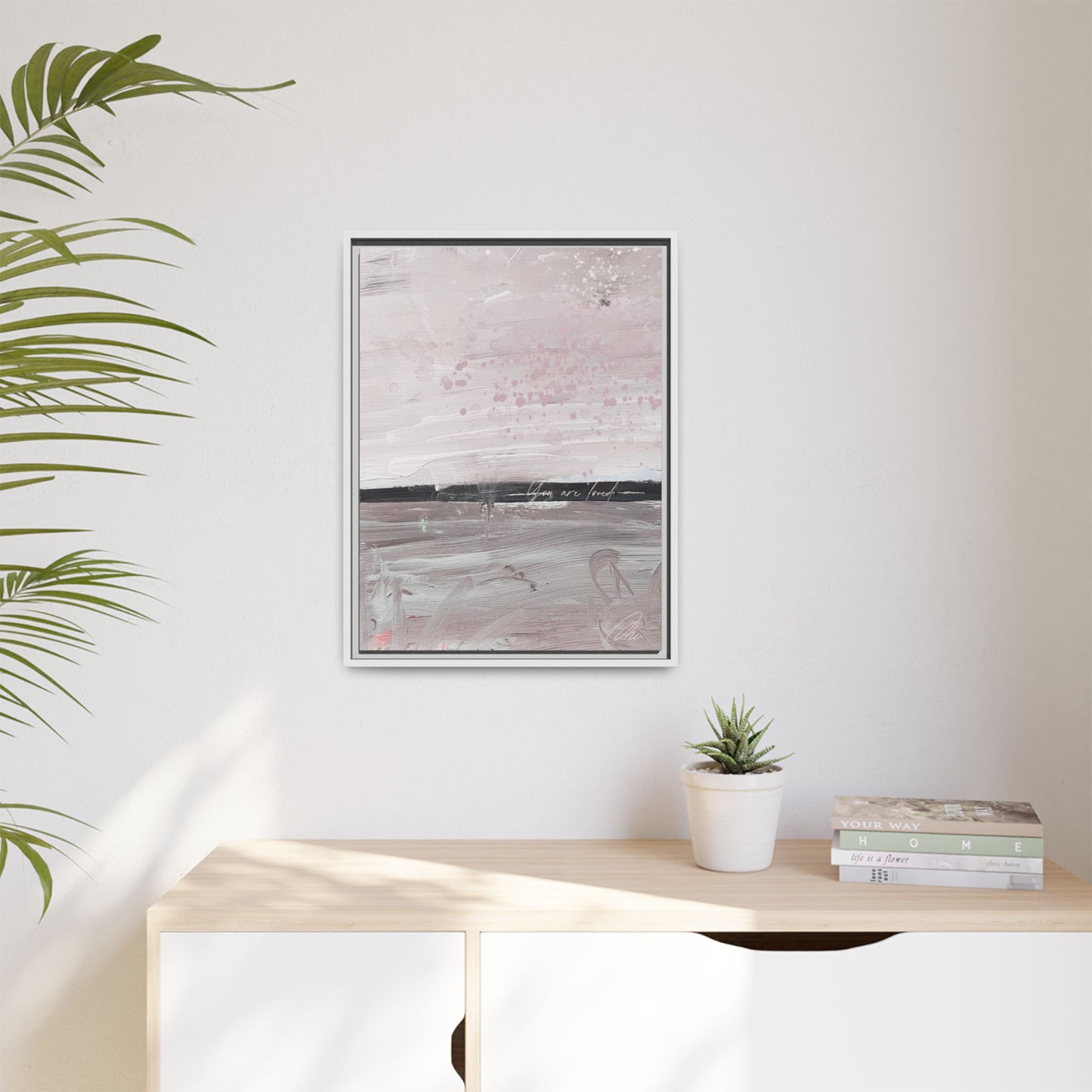 Framed Matte Canvas Art — Soft Abstract Pink "I Am Loved" Print - Fortunate Lemon Shop