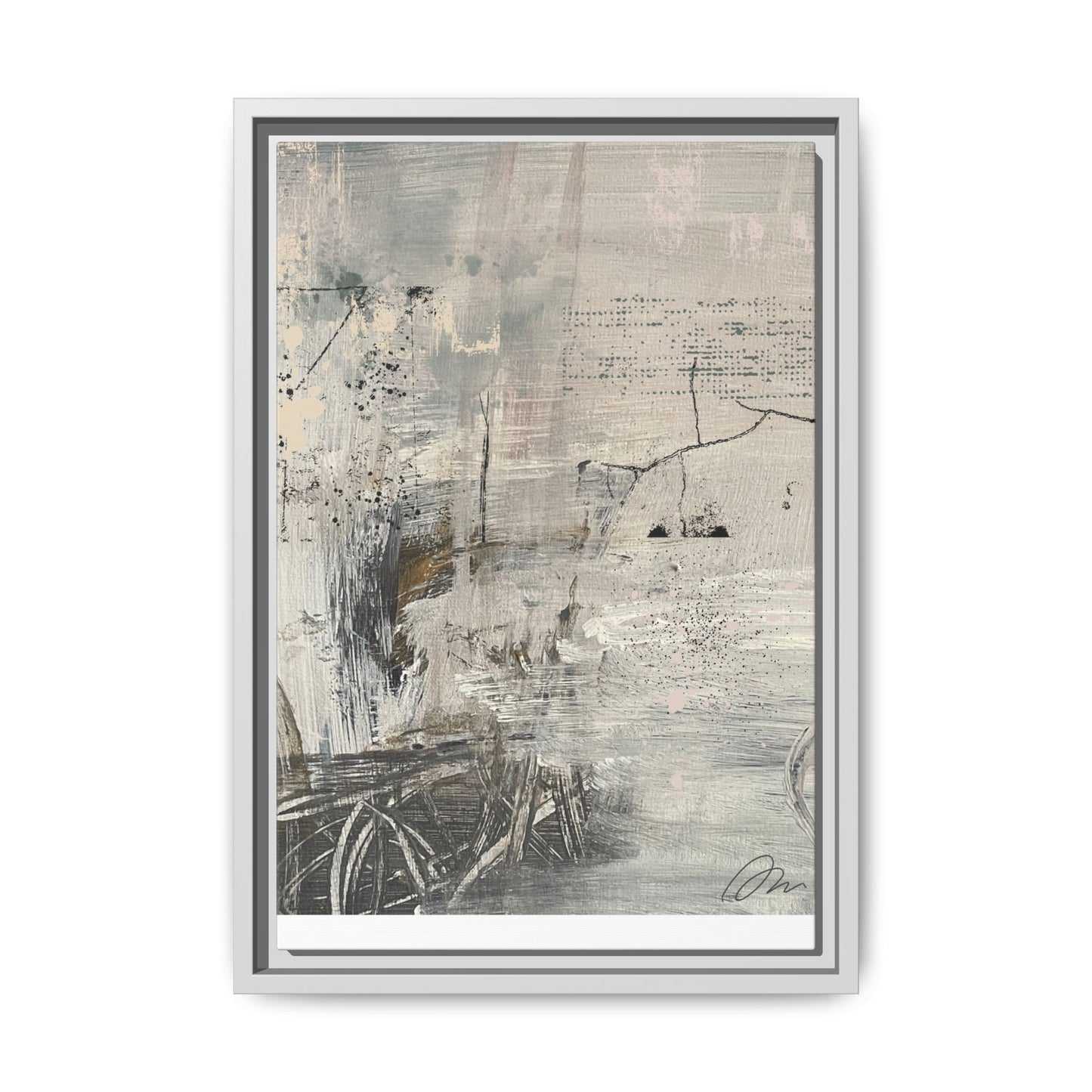 Framed Abstract Canvas Art — Neutral Pastel Modern Wall Decor - Fortunate Lemon Shop