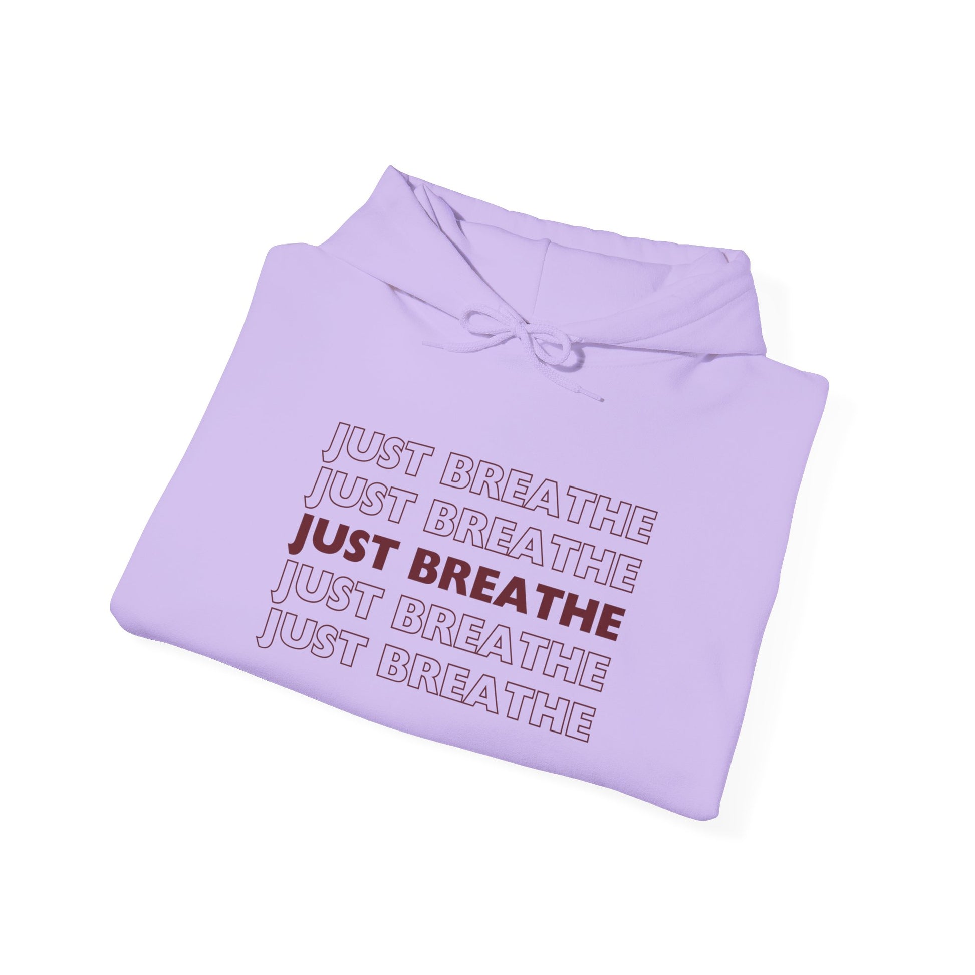 Just Breathe Hoodie – Minimal Motivational Pullover with ‘Just Breathe’ Text & Script Back Logo - Fortunate Lemon Shop