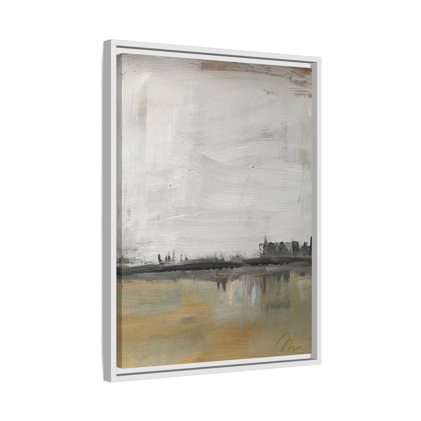 Urban Reflection Landscape Canvas Art – Neutral Coastal Horizon - Fortunate Lemon Shop