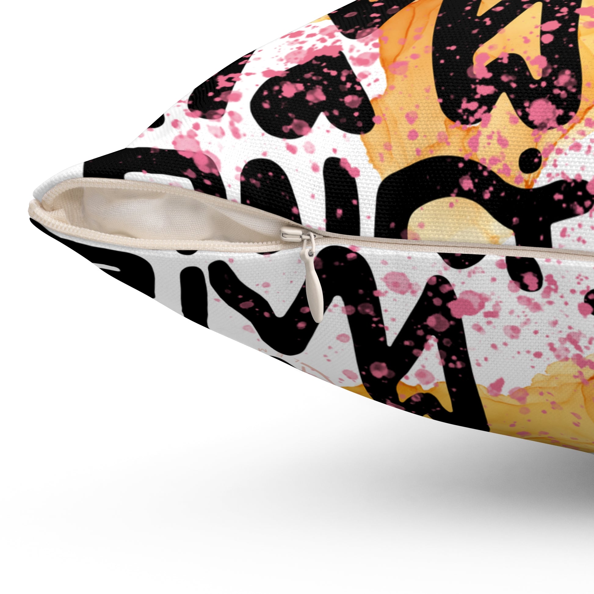 Graffiti Hearts Decorative Pillow — Abstract Handwritten Love Design - Fortunate Lemon Shop