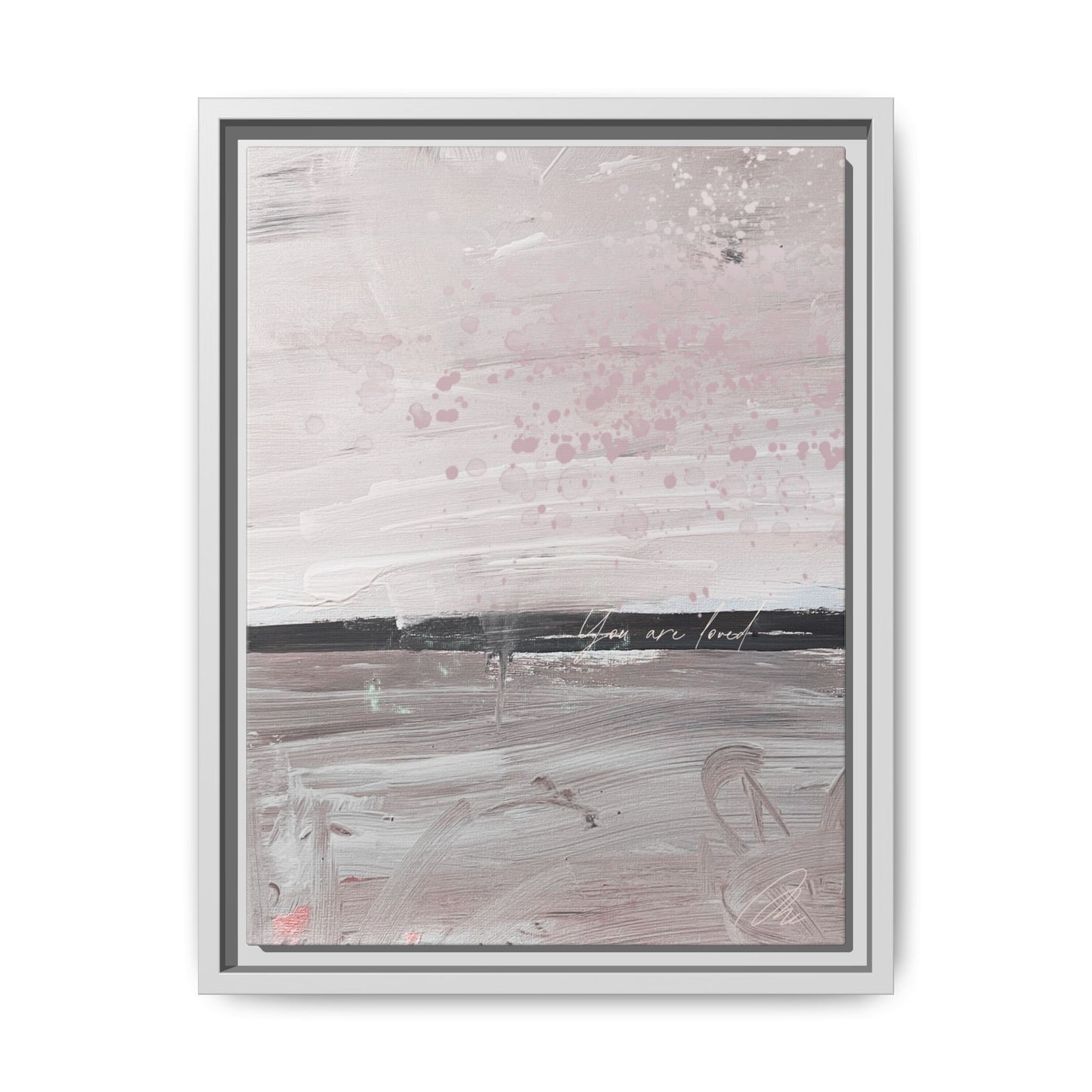 Framed Matte Canvas Art — Soft Abstract Pink "I Am Loved" Print - Fortunate Lemon Shop