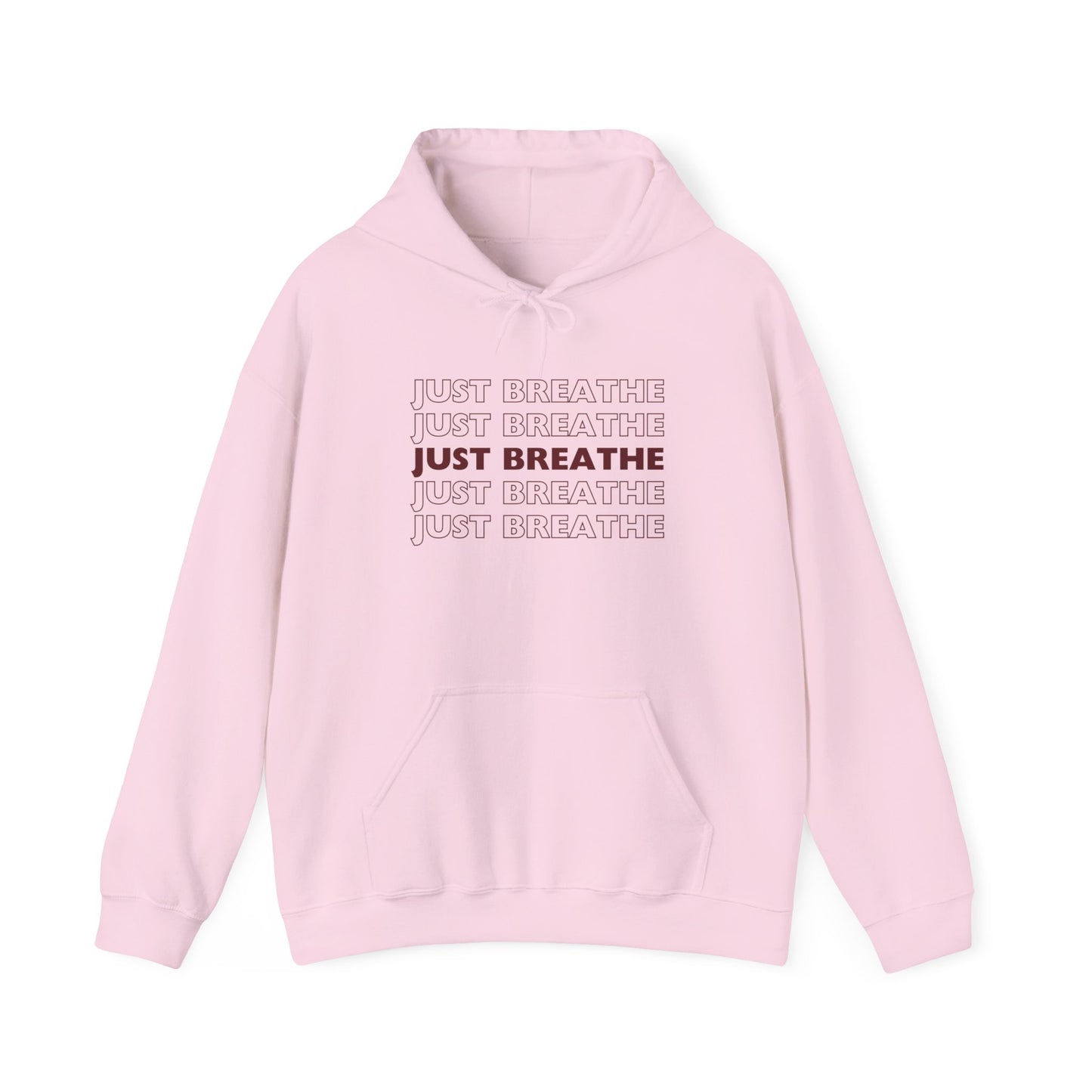 Just Breathe Hoodie – Minimal Motivational Pullover with ‘Just Breathe’ Text & Script Back Logo - Fortunate Lemon Shop