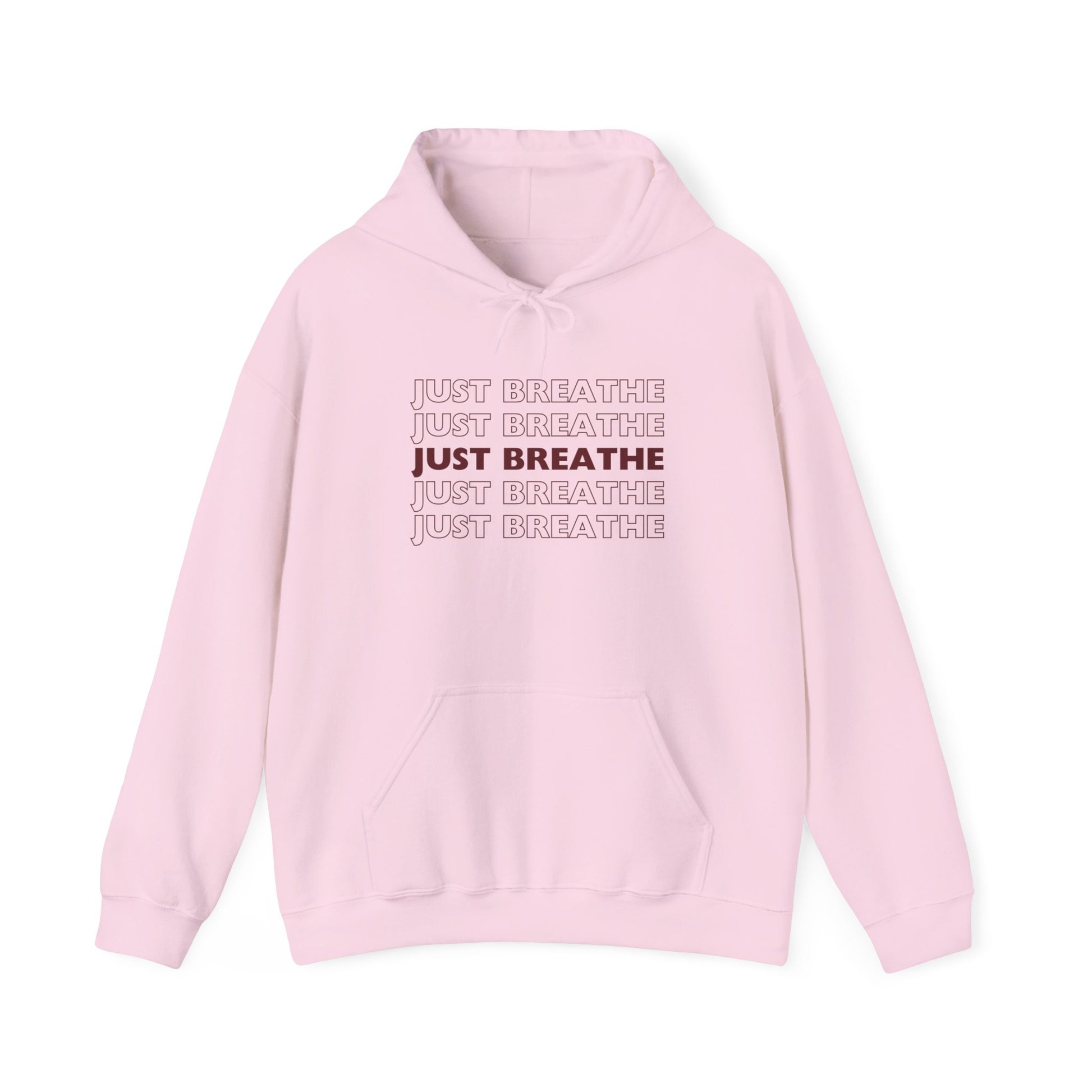Just Breathe Hoodie – Minimal Motivational Pullover with ‘Just Breathe’ Text & Script Back Logo - Fortunate Lemon Shop