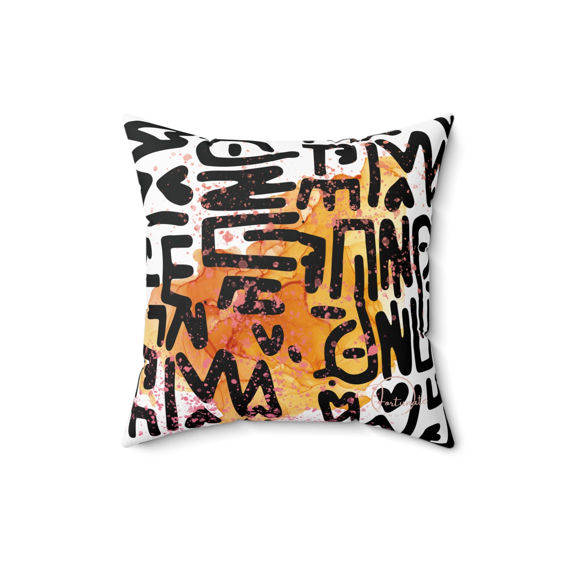Graffiti Hearts Decorative Pillow — Abstract Handwritten Love Design - Fortunate Lemon Shop