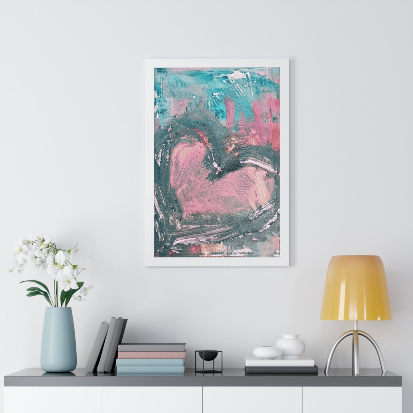 Abstract Heart Framed Vertical Poster — Bold Modern Wall Art