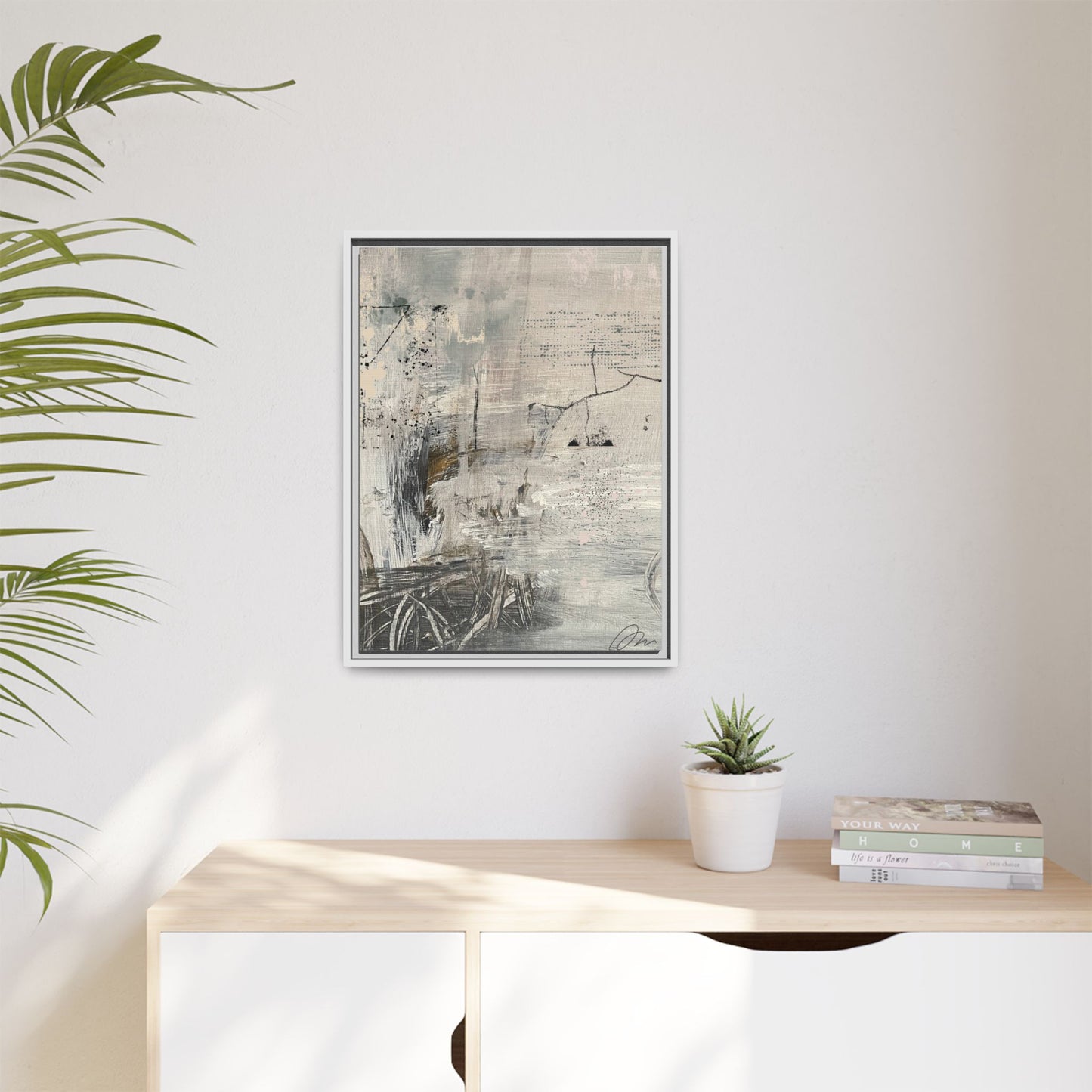 Framed Abstract Canvas Art — Neutral Pastel Modern Wall Decor - Fortunate Lemon Shop