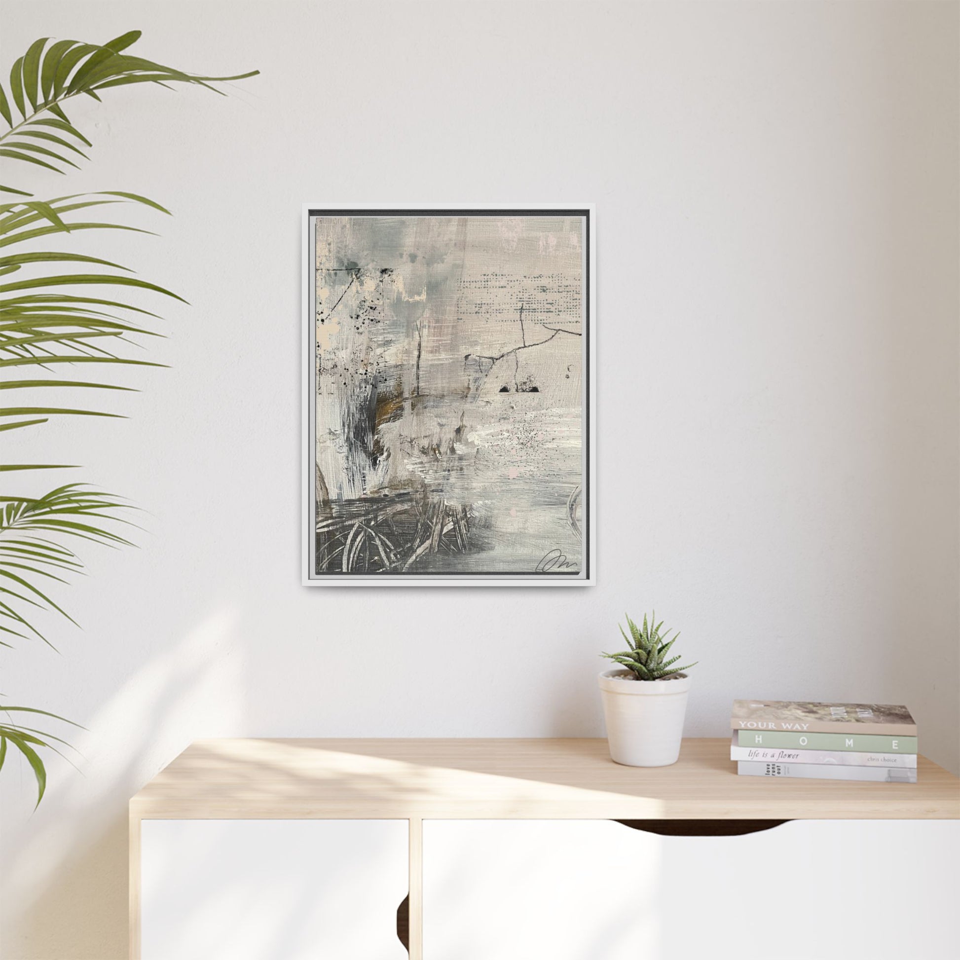 Framed Abstract Canvas Art — Neutral Pastel Modern Wall Decor - Fortunate Lemon Shop