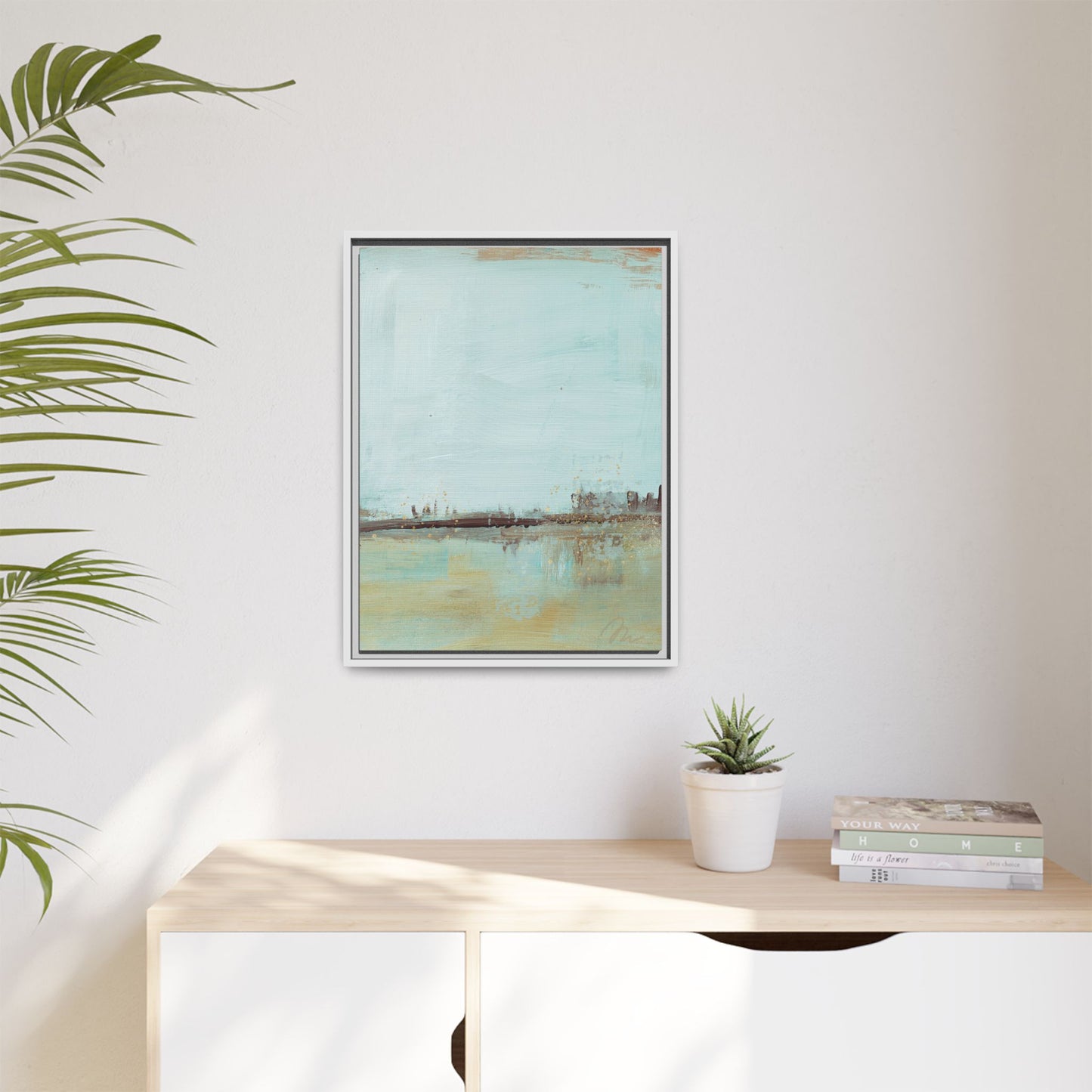 Coastal Serenity Abstract Canvas Print — Framed Matte Wall Art - Fortunate Lemon Shop