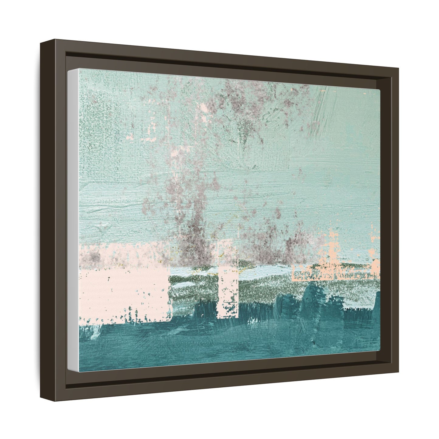 Abstract Seafoam Horizon Matte Canvas Framed Wall Art