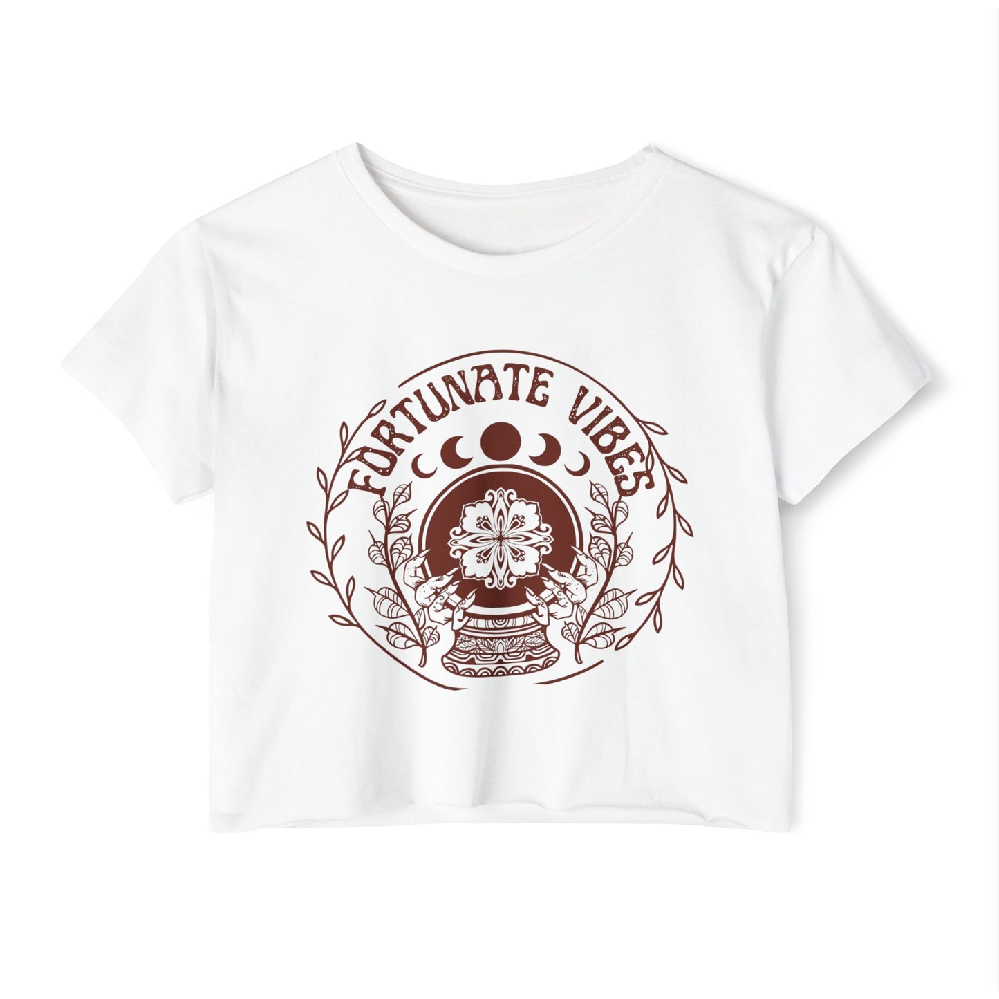 Fortunate Vibes Crop Top — Women's Festival Boho Graphic Tee - Fortunate Lemon Shop