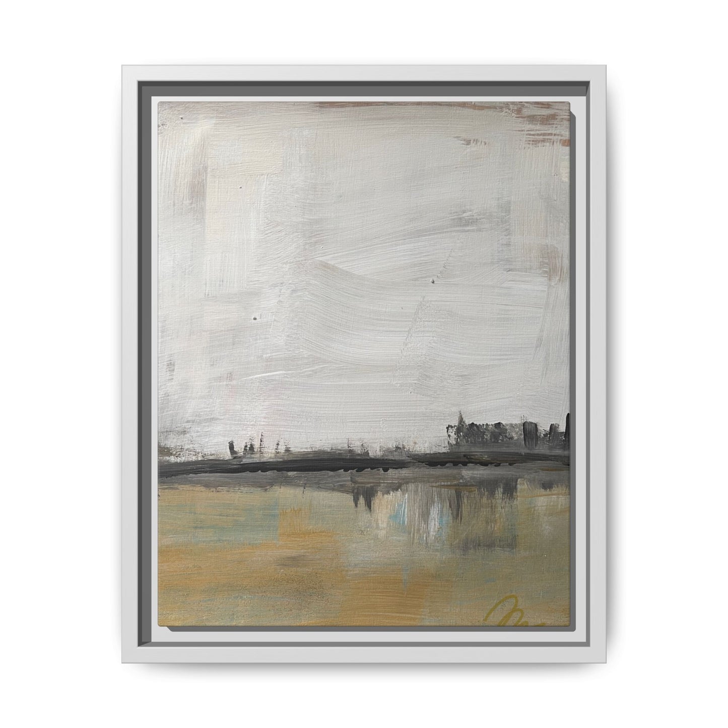 Urban Reflection Landscape Canvas Art – Neutral Coastal Horizon - Fortunate Lemon Shop