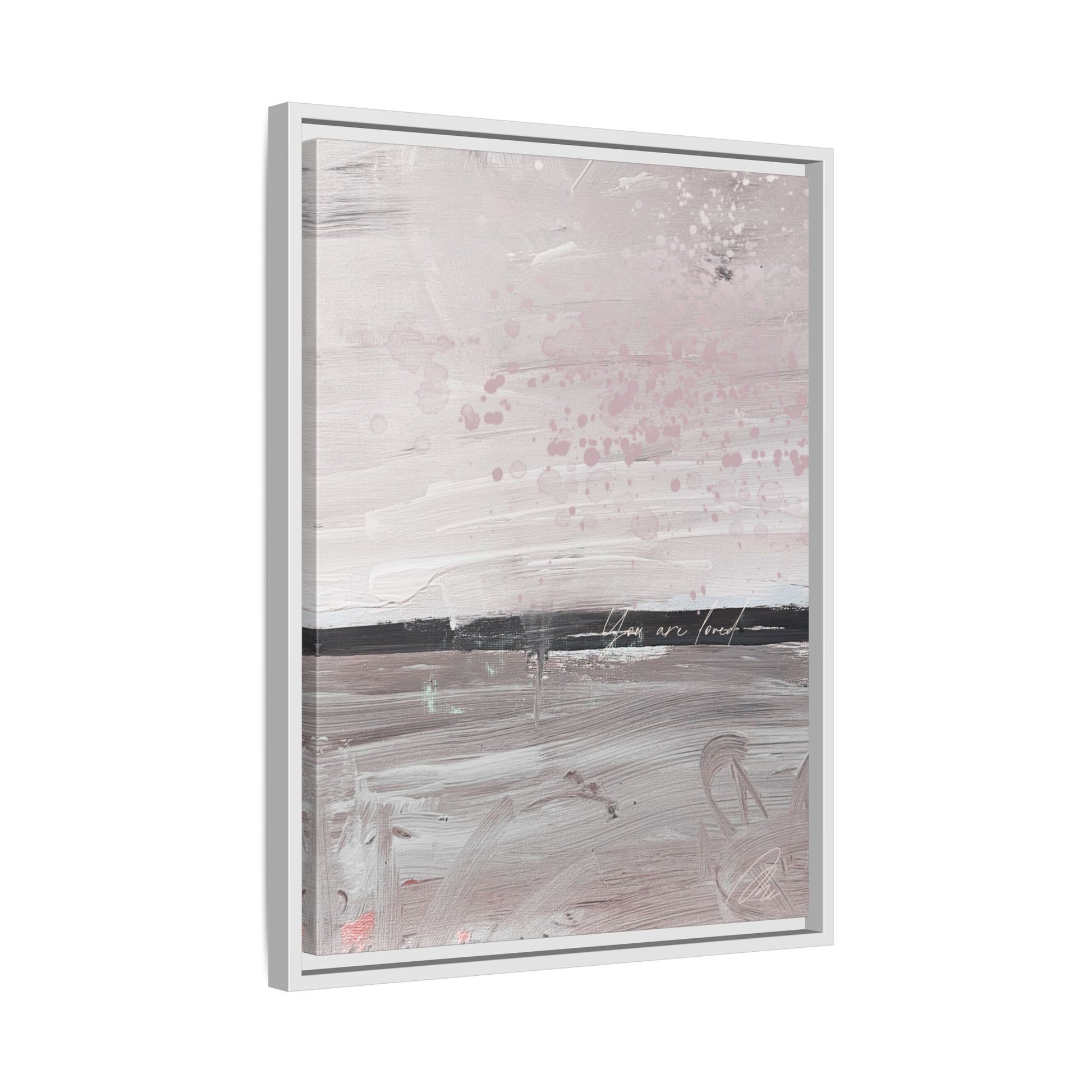 Framed Matte Canvas Art — Soft Abstract Pink "I Am Loved" Print - Fortunate Lemon Shop