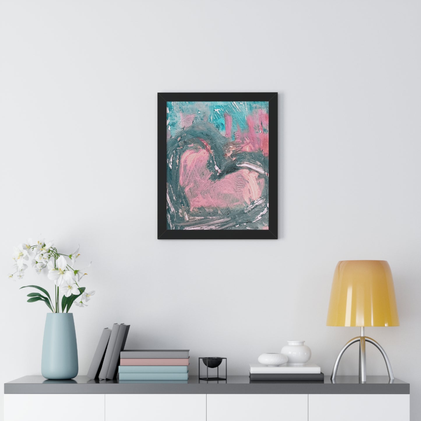Abstract Heart Framed Vertical Poster — Bold Modern Wall Art
