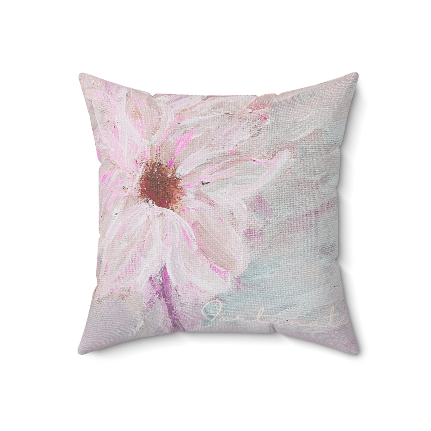 Pink Pastel Daisy Pillow - Floral Decorative Throw Cushion - Fortunate Lemon Shop
