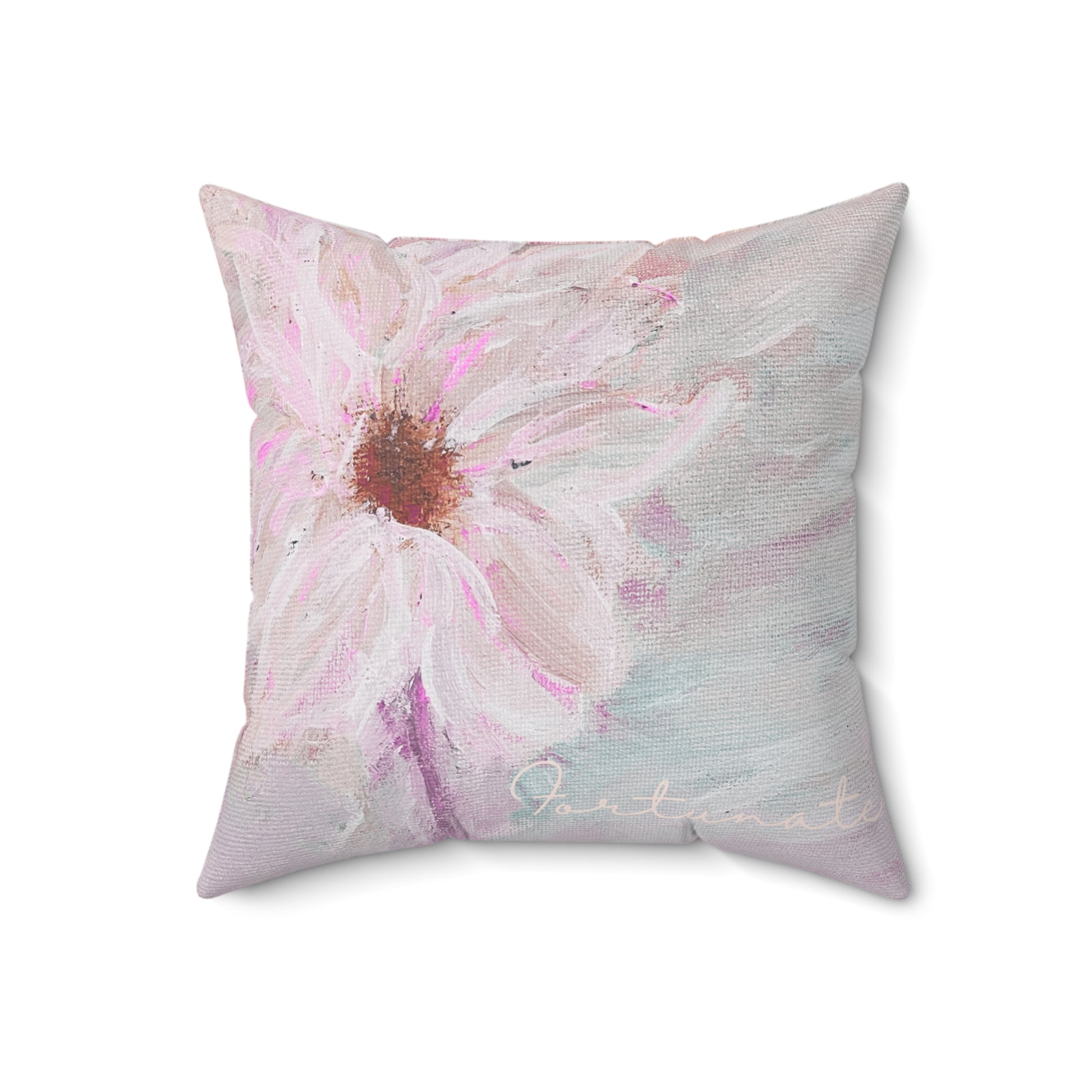 Pink Pastel Daisy Pillow - Floral Decorative Throw Cushion - Fortunate Lemon Shop