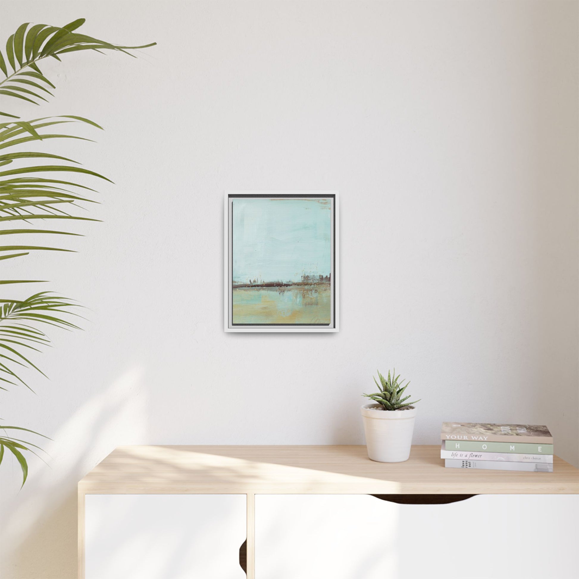 Coastal Serenity Abstract Canvas Print — Framed Matte Wall Art - Fortunate Lemon Shop