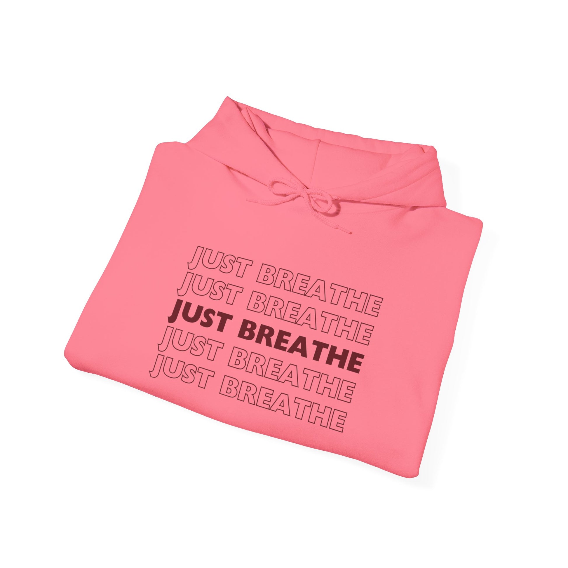 Just Breathe Hoodie – Minimal Motivational Pullover with ‘Just Breathe’ Text & Script Back Logo - Fortunate Lemon Shop