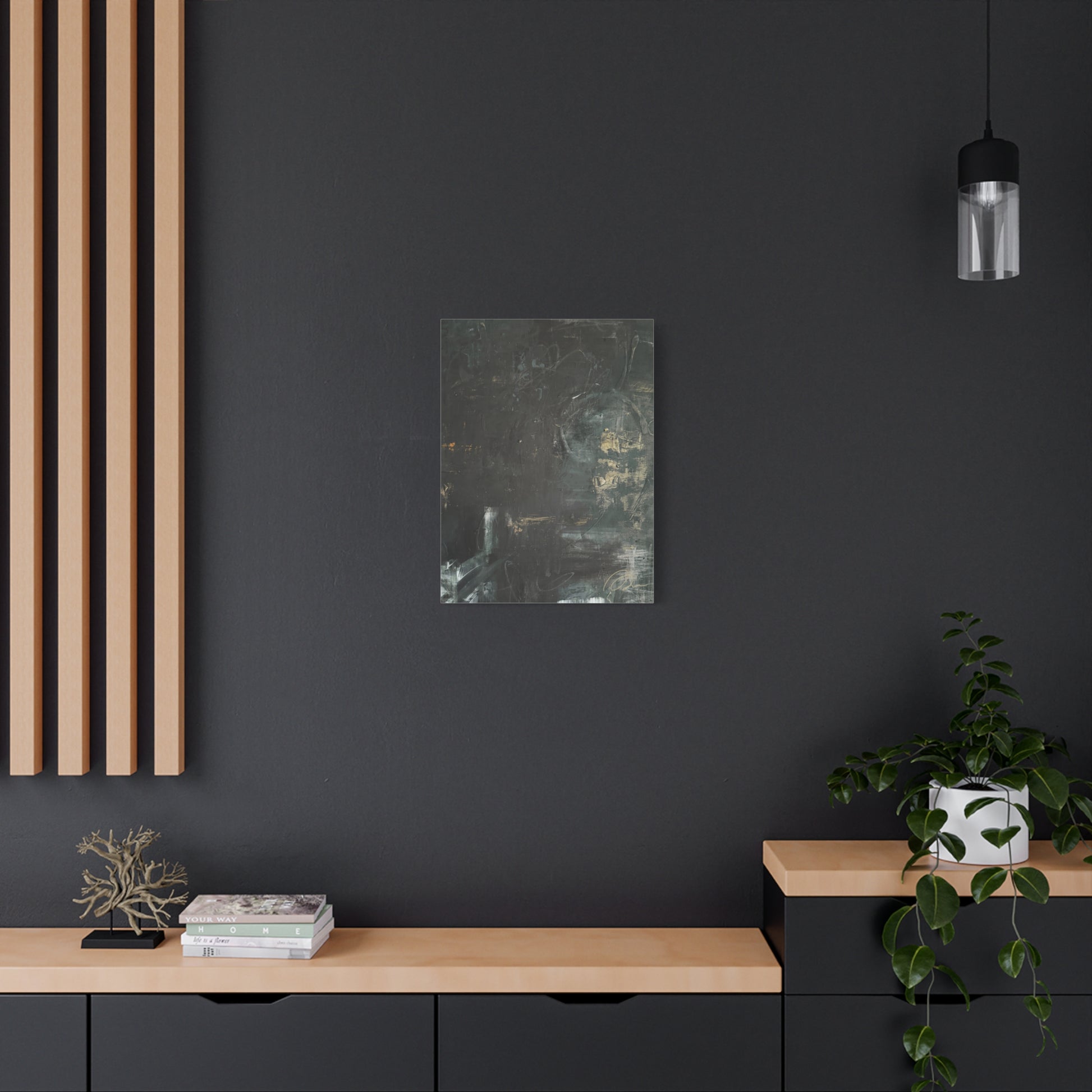 Black Moon Lilith Canvas Art — Moody Textured Wall Print, Stretched 1.25" - Fortunate Lemon Shop