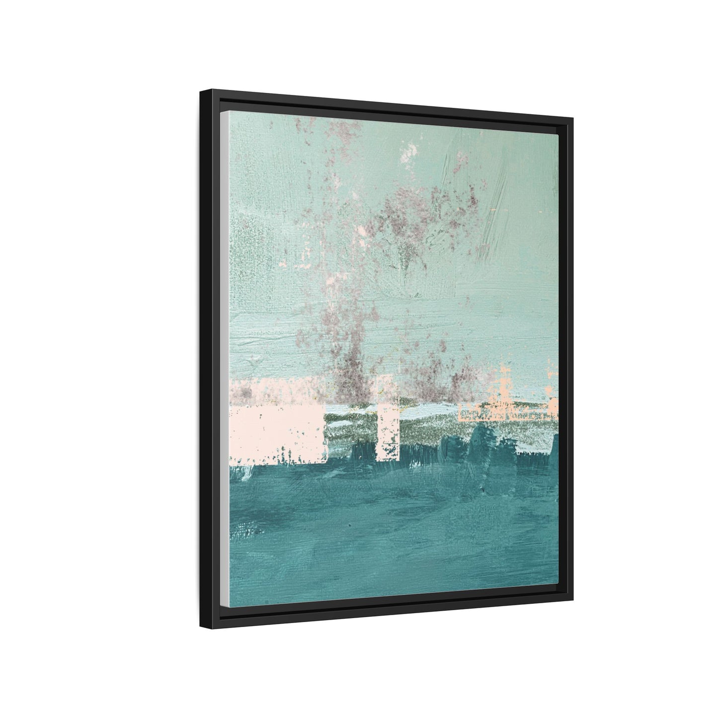 Abstract Seafoam Horizon Matte Canvas Framed Wall Art