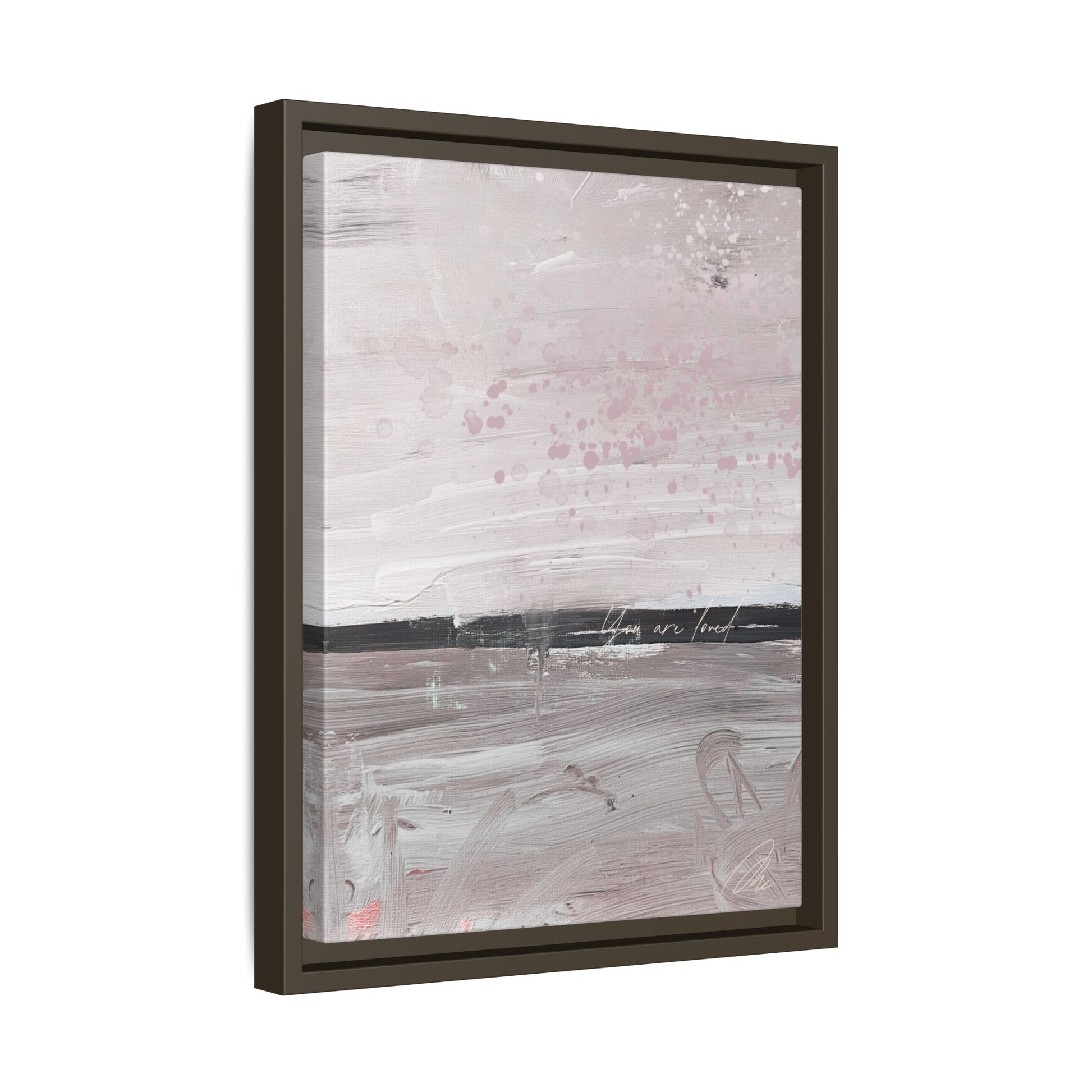Framed Matte Canvas Art — Soft Abstract Pink "I Am Loved" Print - Fortunate Lemon Shop