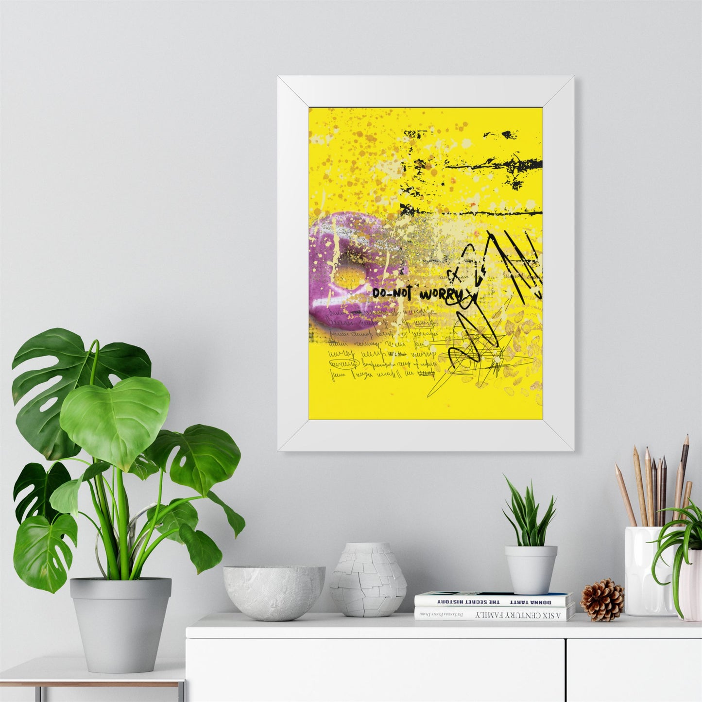 Do-Not Worry Abstract Poster — Yellow Modern Wall Art - Fortunate Lemon Shop