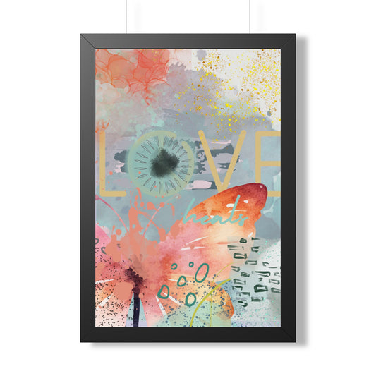 Framed Poster — 'Love Heals' Watercolor Floral Vertical Art Print - Fortunate Lemon Shop