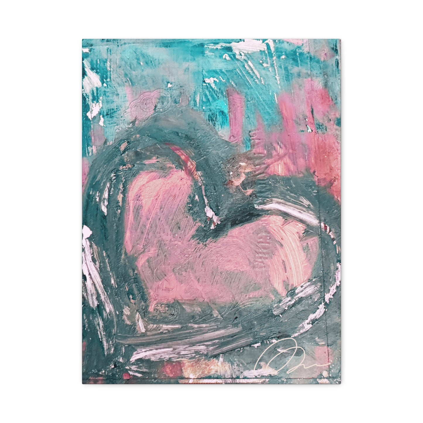 Pink Heart Abstract Matte Canvas Wall Art — Stretched 1.25" - Fortunate Lemon Shop