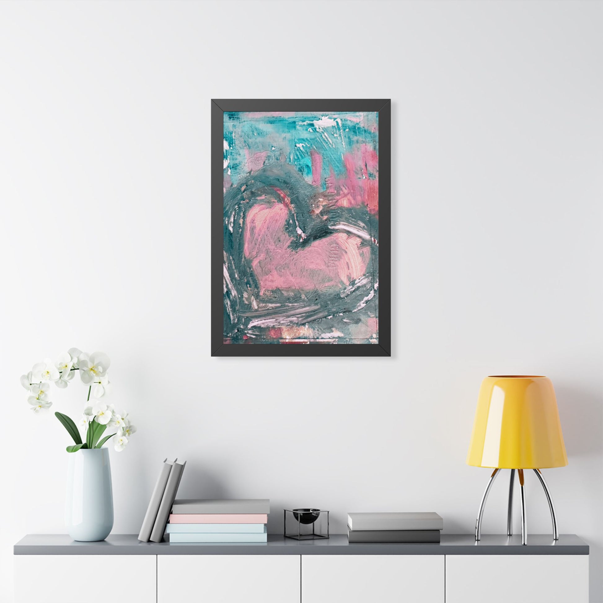 Abstract Heart Framed Vertical Poster — Bold Modern Wall Art - Fortunate Lemon Shop