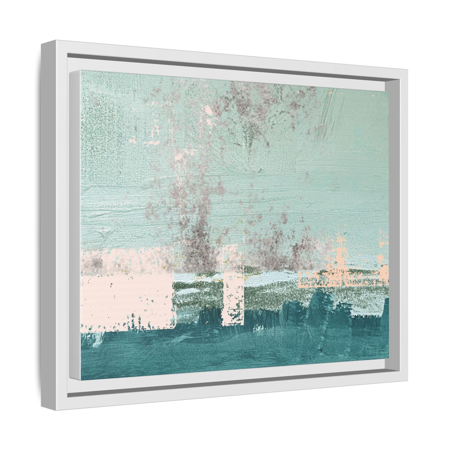 Abstract Seafoam Horizon Matte Canvas Framed Wall Art