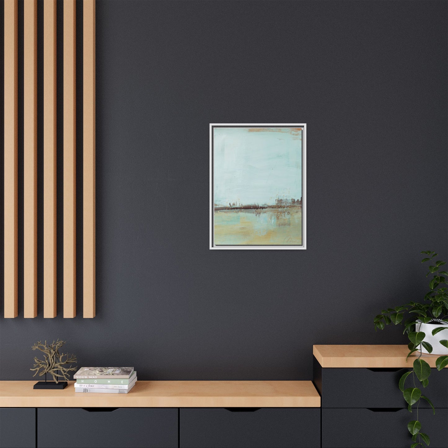 Coastal Serenity Abstract Canvas Print — Framed Matte Wall Art - Fortunate Lemon Shop