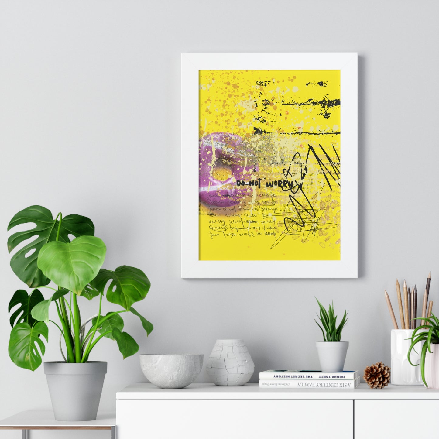 Do Not Worry Abstract Poster — Yellow Modern Wall Art - Fortunate Lemon Shop