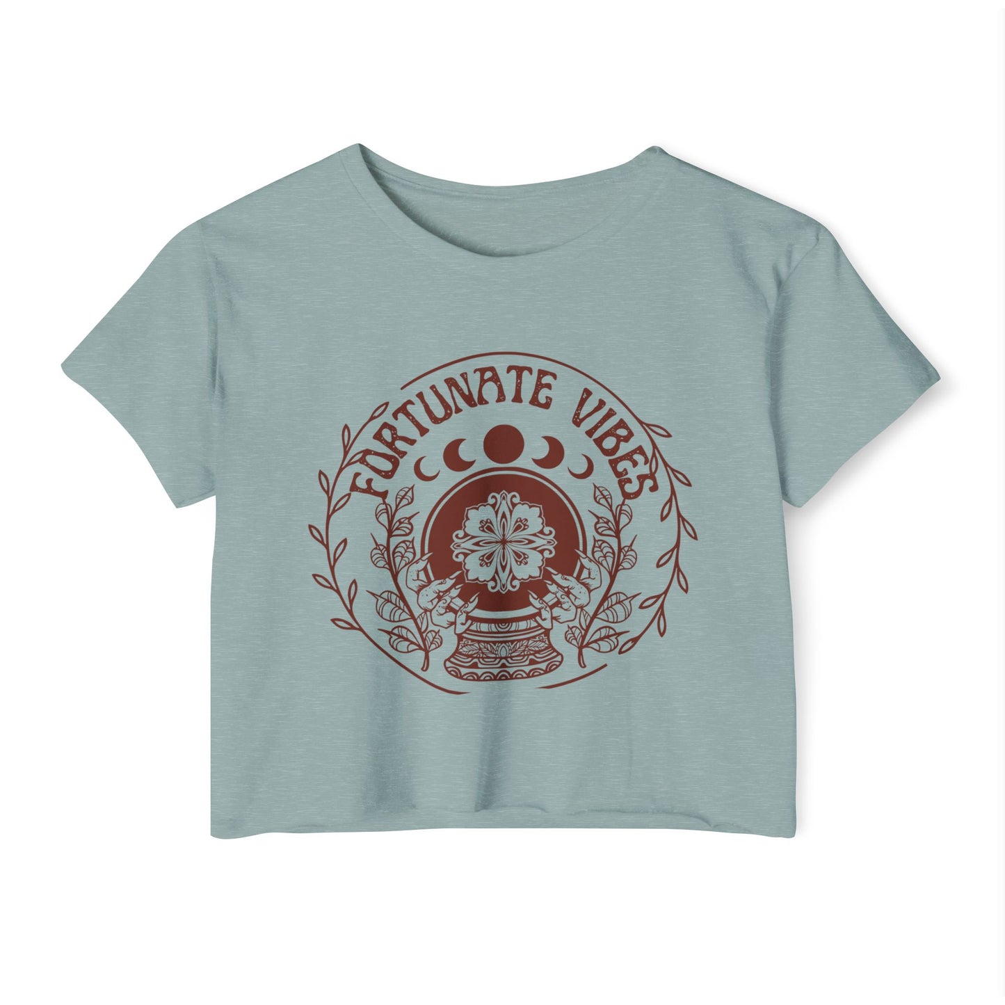 Fortunate Vibes Crop Top — Women's Festival Boho Graphic Tee - Fortunate Lemon Shop