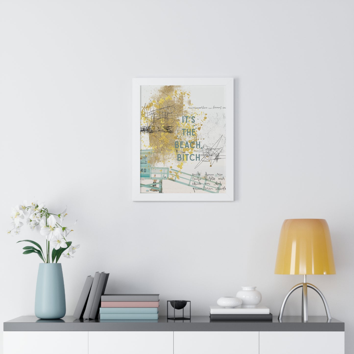 Framed Poster - “It’s The Beach, Bitch” Coastal Wall Art (Vertical) - Fortunate Lemon Shop