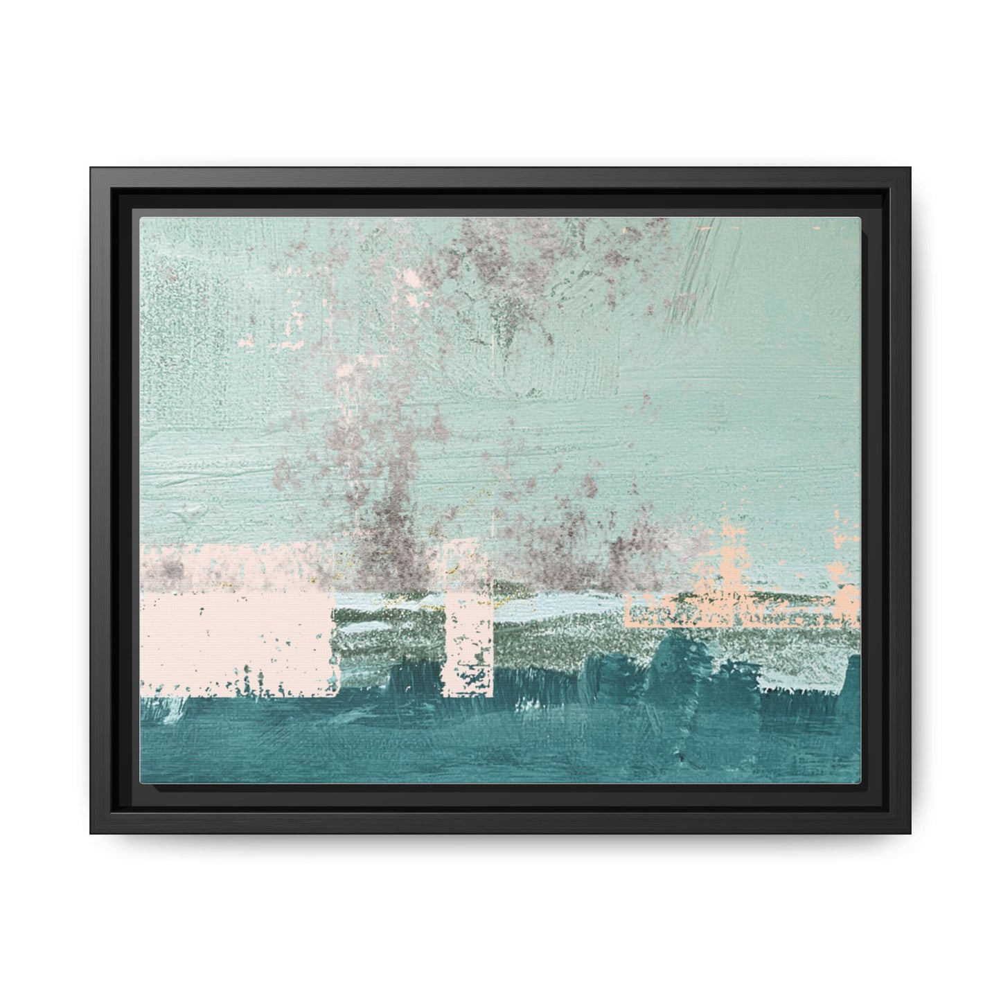 Abstract Seafoam Horizon Matte Canvas Framed Wall Art