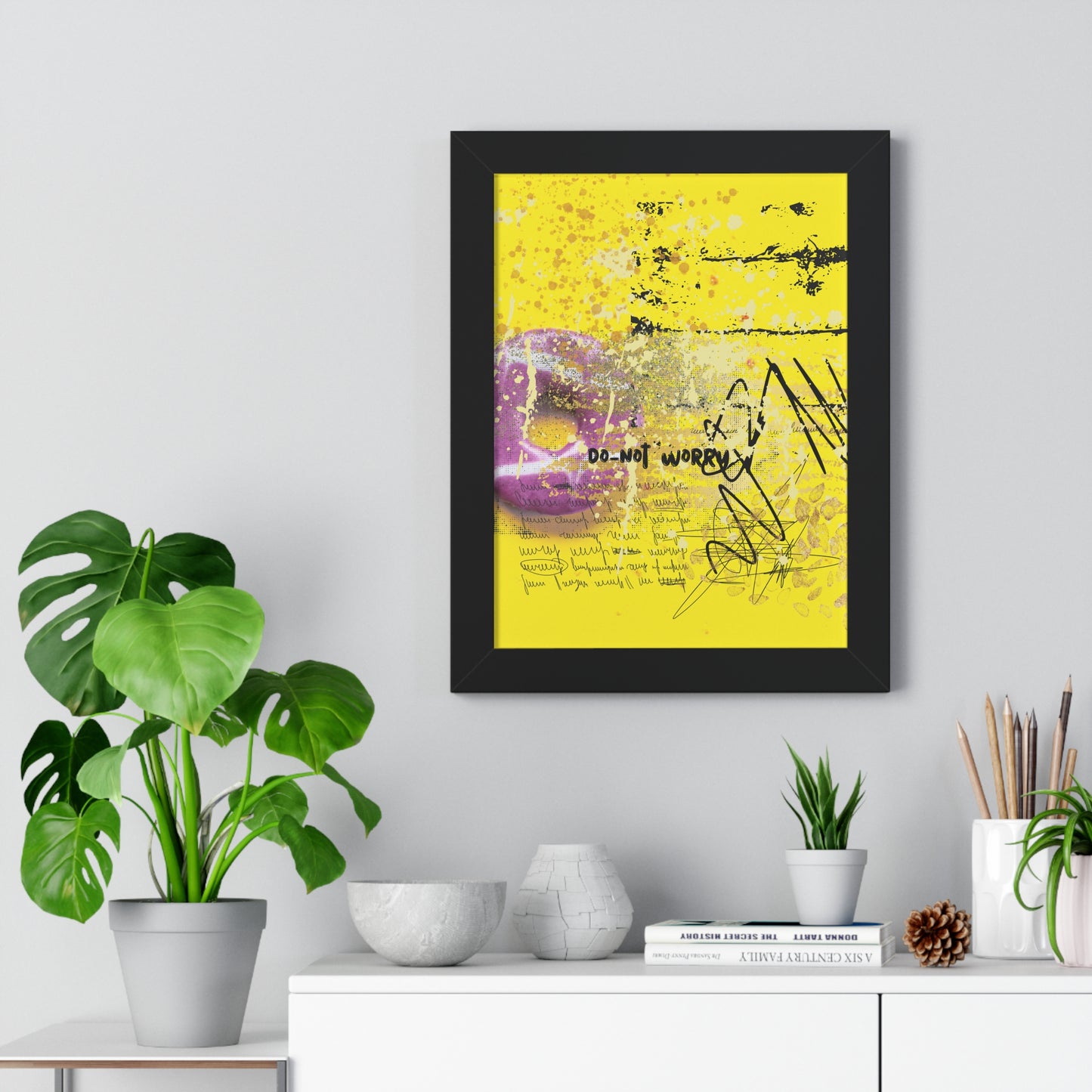 Do Not Worry Abstract Poster — Yellow Modern Wall Art - Fortunate Lemon Shop