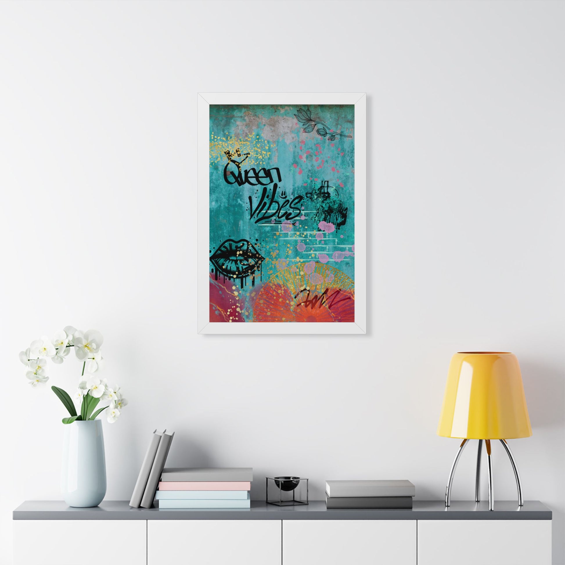 Queen Vibes Framed Poster — Urban Graffiti Wall Art, Feminine Inspirational Print - Fortunate Lemon Shop