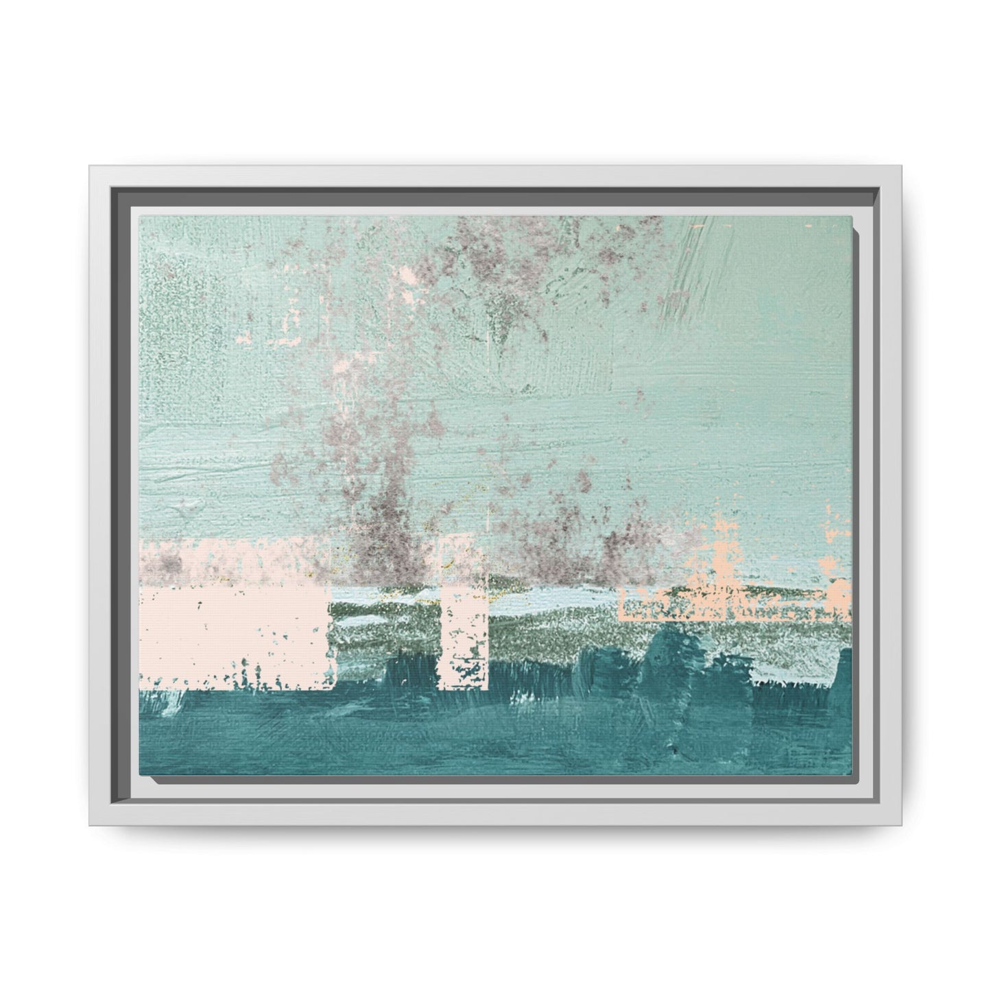 Abstract Seafoam Horizon Matte Canvas Framed Wall Art
