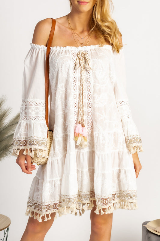 FRANCOLINA Lace mini summer dress in white - Fortunate Lemon Shop