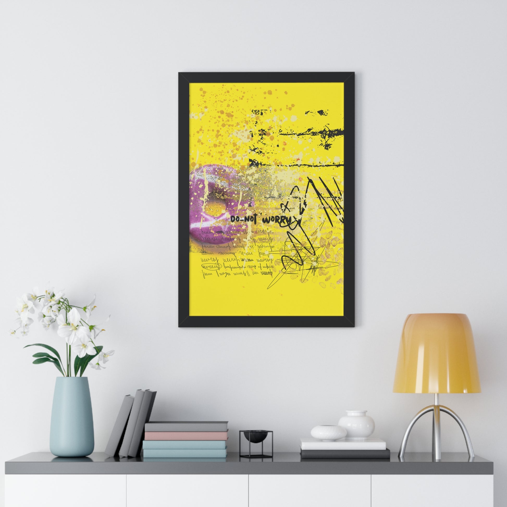 Do Not Worry Abstract Poster — Yellow Modern Wall Art - Fortunate Lemon Shop