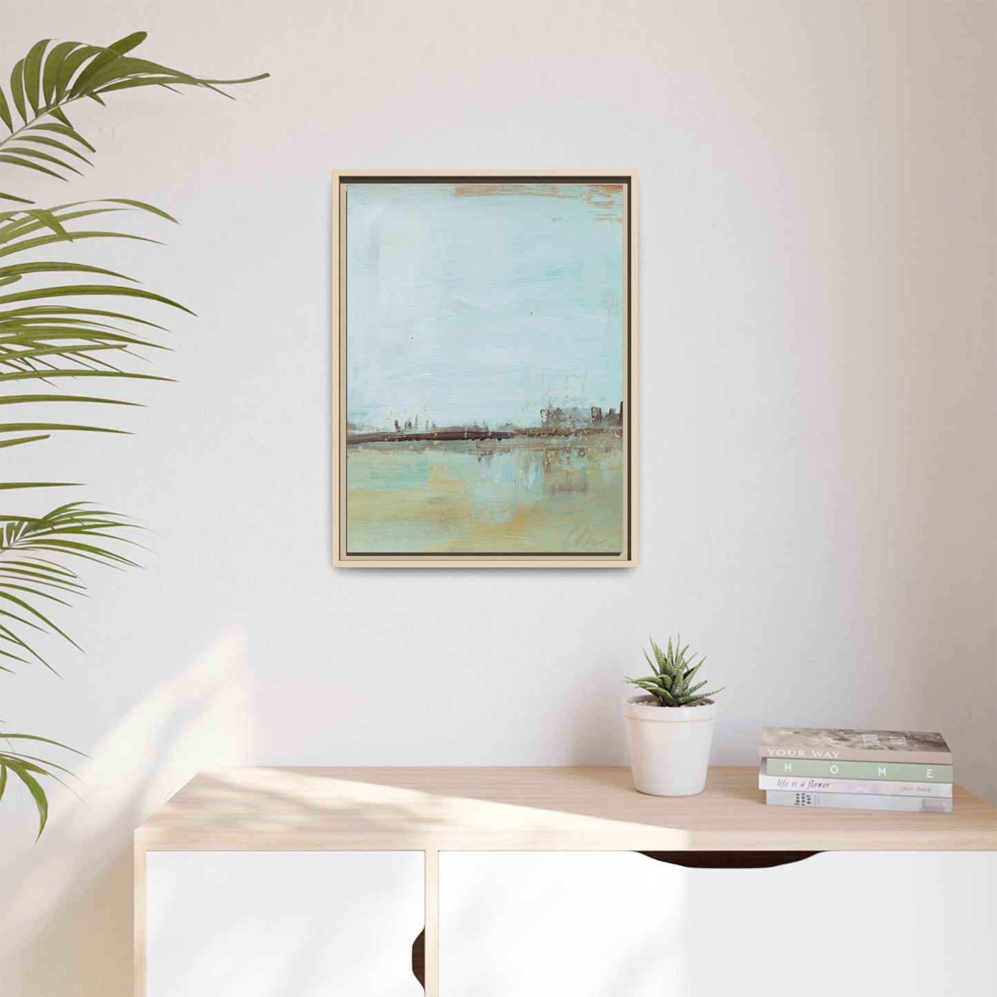 Coastal Serenity Abstract Canvas Print — Framed Matte Wall Art - Fortunate Lemon Shop