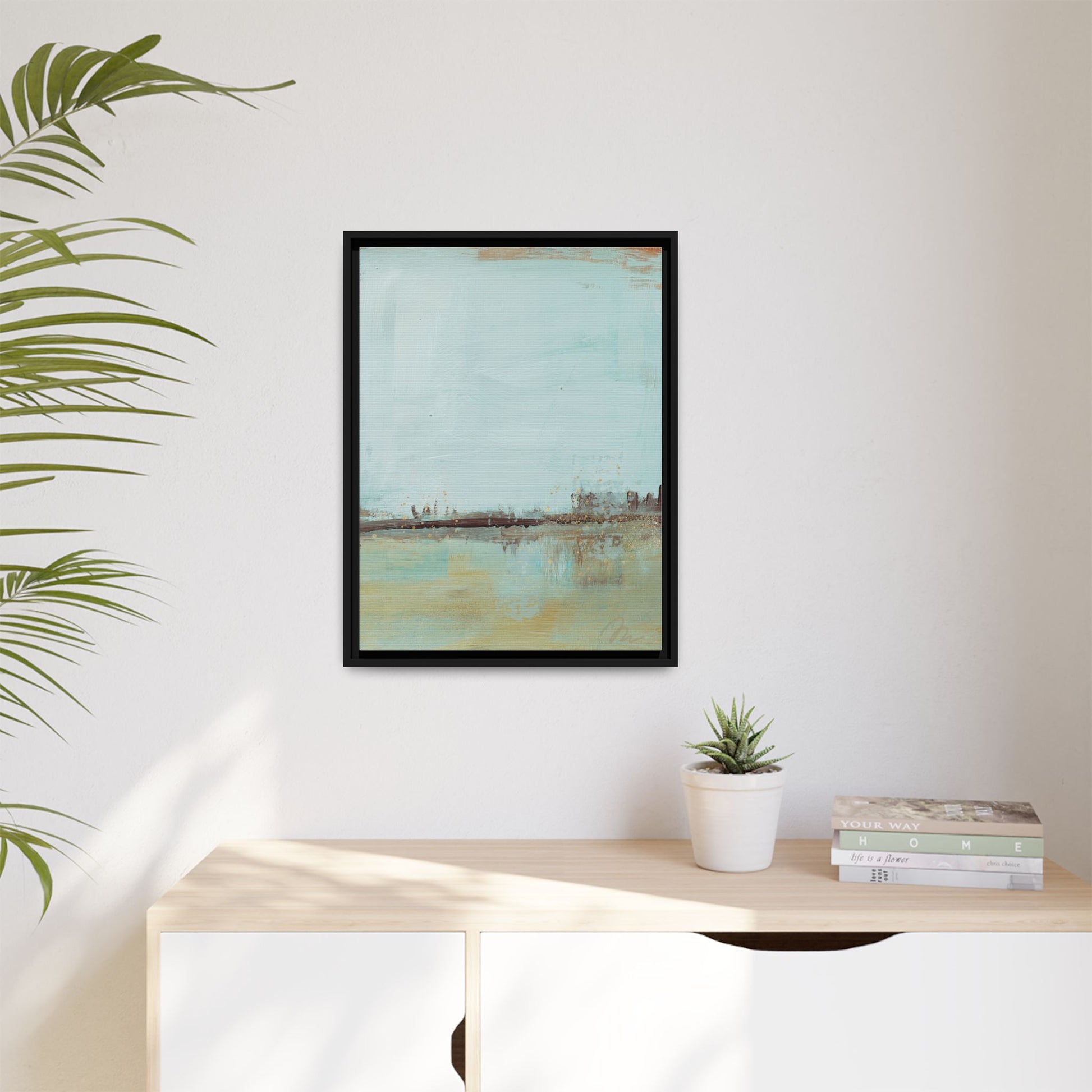 Coastal Serenity Abstract Canvas Print — Framed Matte Wall Art - Fortunate Lemon Shop
