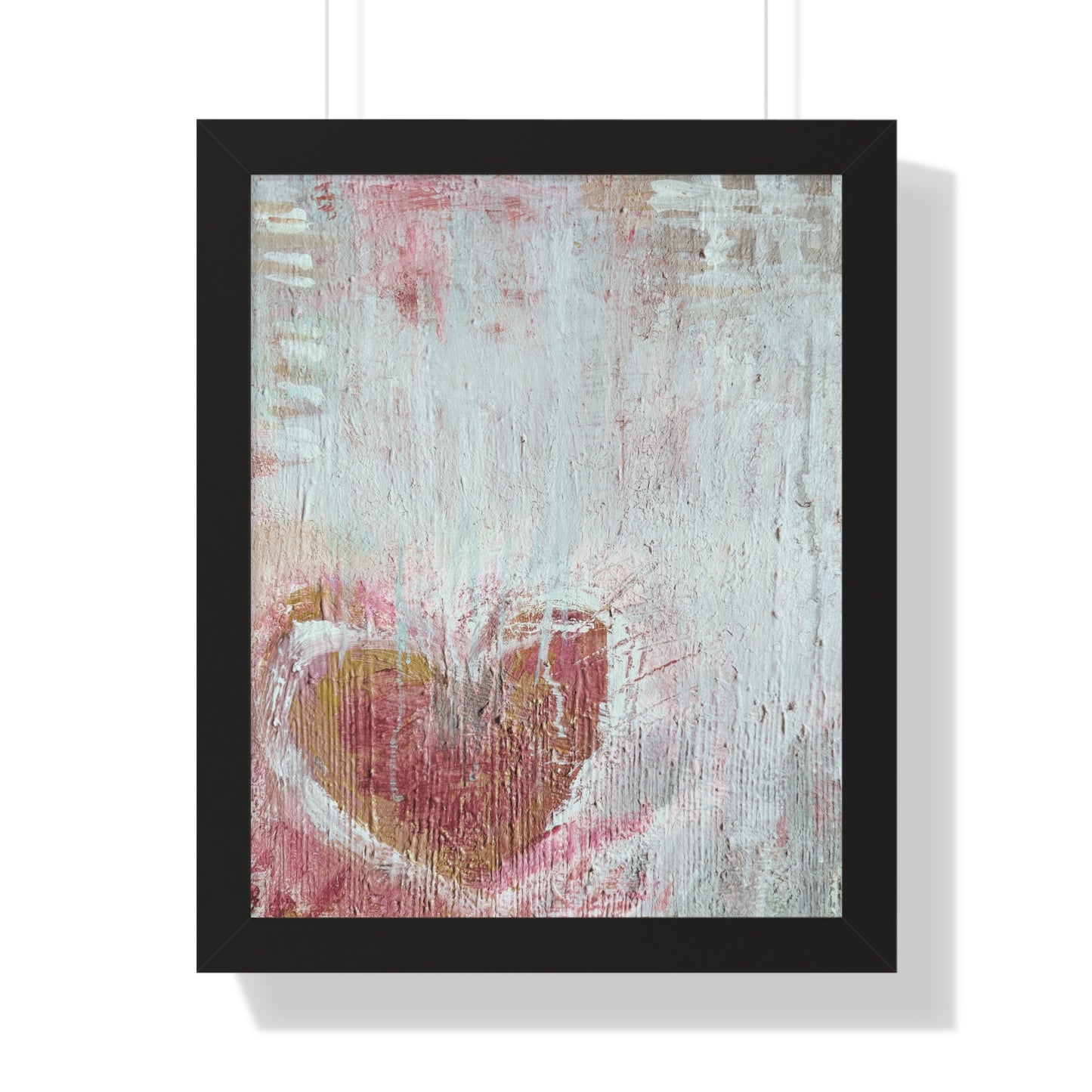 Framed Vertical Poster - Pastel Heart Abstract Wall Art (Romantic Nursery Decor)
