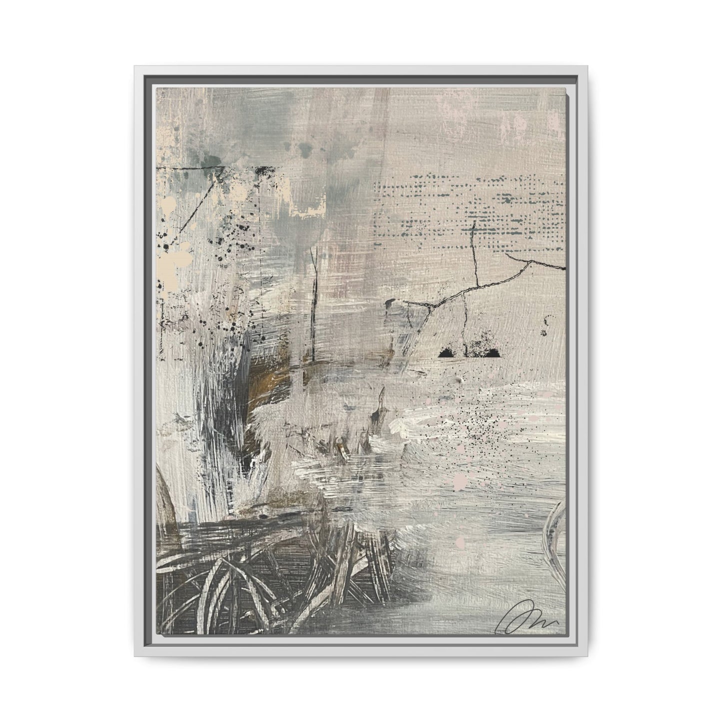 Framed Abstract Canvas Art — Neutral Pastel Modern Wall Decor - Fortunate Lemon Shop